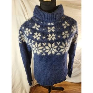 Vintage Alafoss Icewool Sweater Women's Medium Hand Knit Nordic Wool Fair Isle